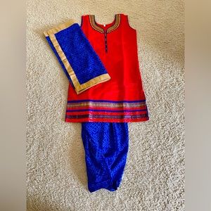Indian salwar suit with dupatta and patiala